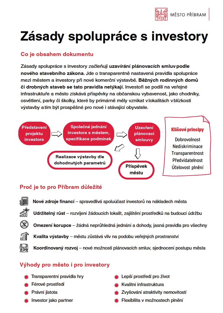 Zásady pro spolupráci s investory
