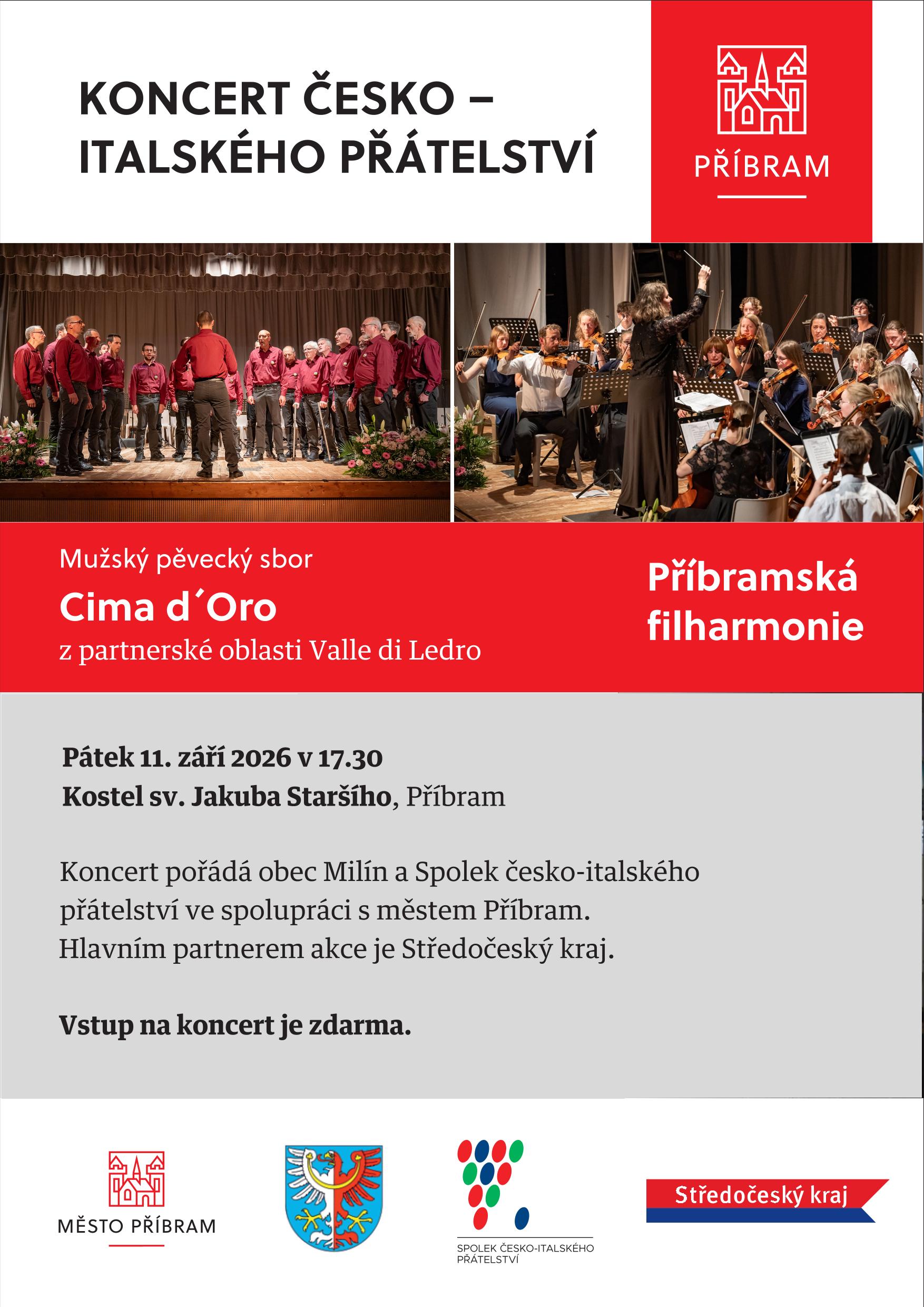 Plakát: Společný česko-italský koncert 11. 9. 2026